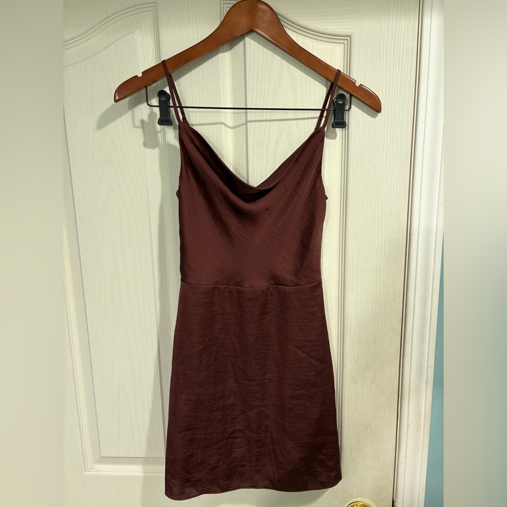 Sunday Best Chocolate Brown Cowl Neck Mini Dress
